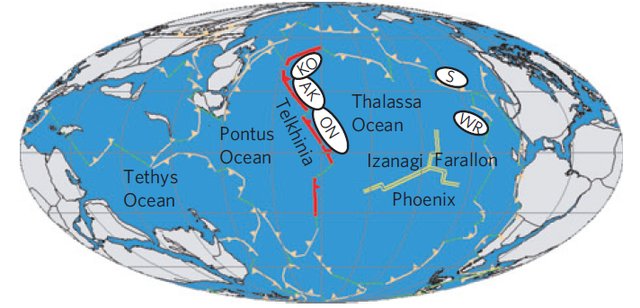 Paleogeographic reconstruction of the Pontus Ocean ca. 200 Ma.